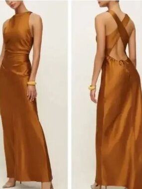 Reformation Anaiis silk bronze dress size 4